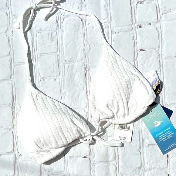 POLO RALPH LAUREN Cable Rib-Knit Triangle Top - Picture 1 of 7